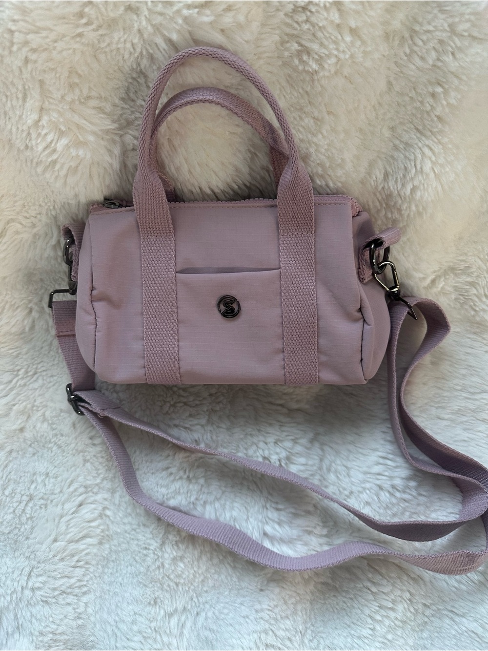 Compact Mauve Crossbody Tote with Top Handles